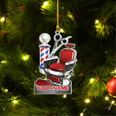 Riveprints Personalized Barber Ornament, Personalized Barber Uniform Ornament, Custom Hairdresser Christmas Tree Ornament, Christmas Ornament for Barber, Christmas Tree D��cor, Barber Ornaments (ON237)